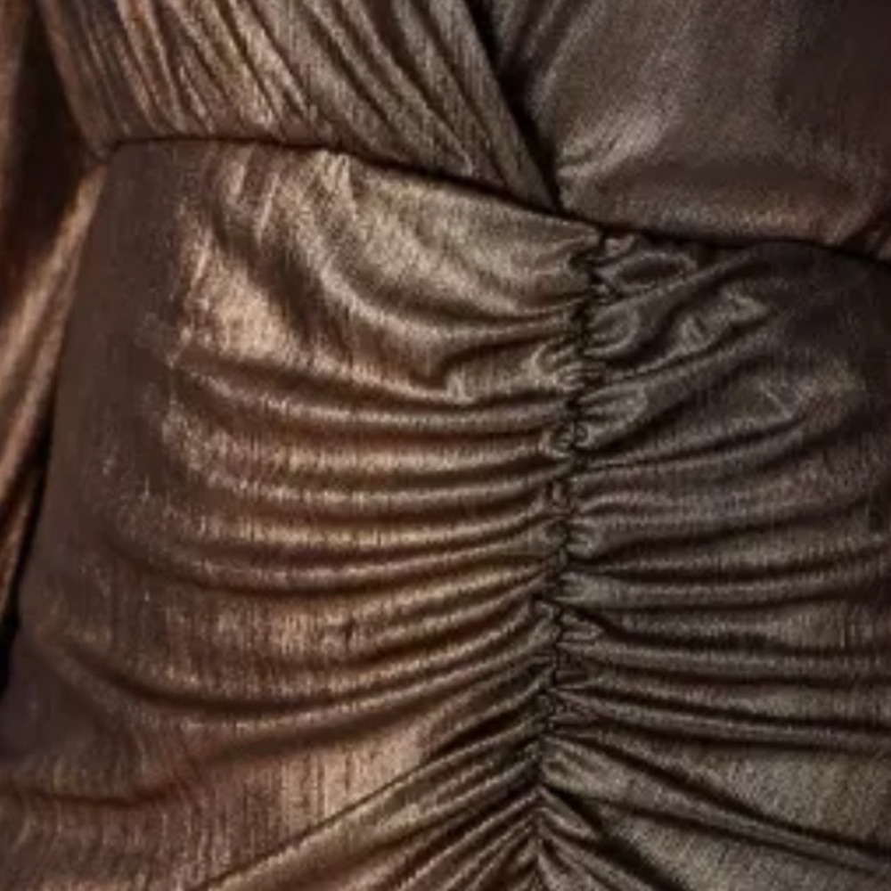 Slate & Willow Dress Metallic Gold and Black Size Medium V-Neck, Long Sleeve - Picture 4 of 5